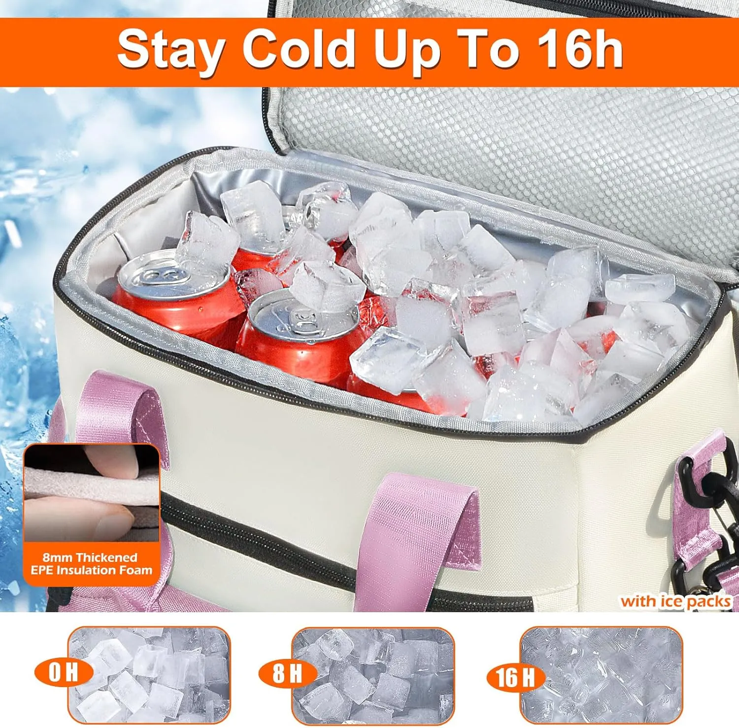 Cooler Backpack, 36 Cans Insulated & Leak Proof Backpack Cooler for Women, Stylish & Portable & Waterproof Cooler Bag, Soft Ice Chest Lunch Box for Beach Picnic Outdoor Travel Work