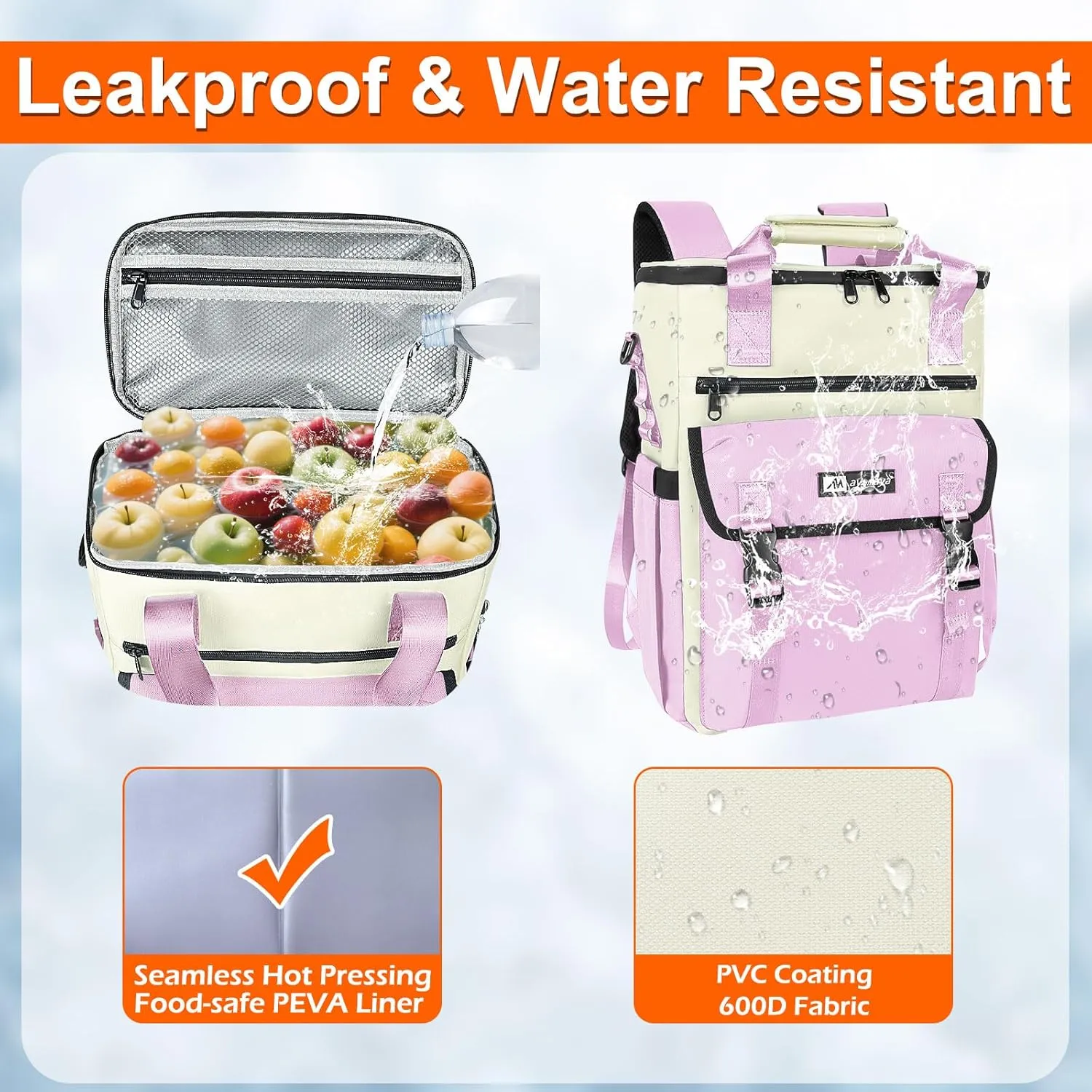 Cooler Backpack, 36 Cans Insulated & Leak Proof Backpack Cooler for Women, Stylish & Portable & Waterproof Cooler Bag, Soft Ice Chest Lunch Box for Beach Picnic Outdoor Travel Work