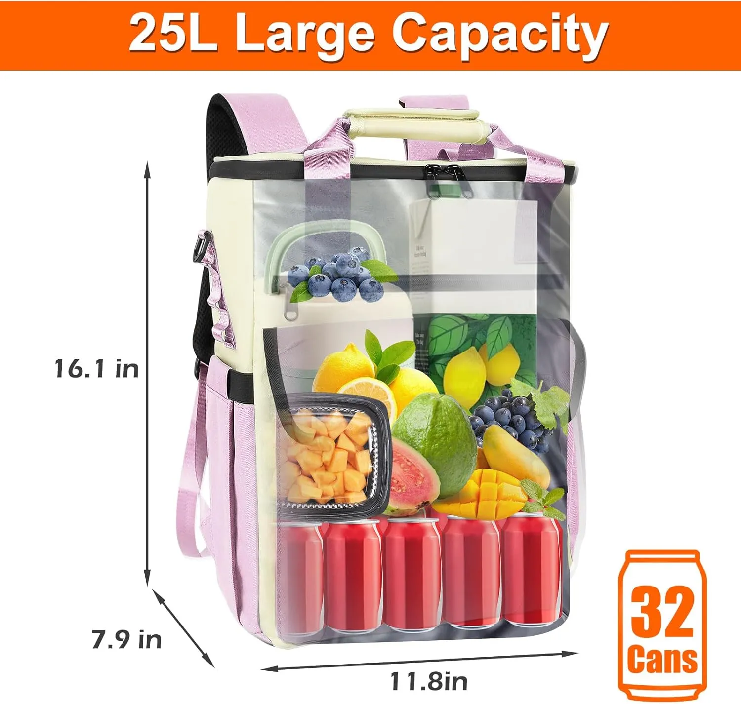 Cooler Backpack, 36 Cans Insulated & Leak Proof Backpack Cooler for Women, Stylish & Portable & Waterproof Cooler Bag, Soft Ice Chest Lunch Box for Beach Picnic Outdoor Travel Work