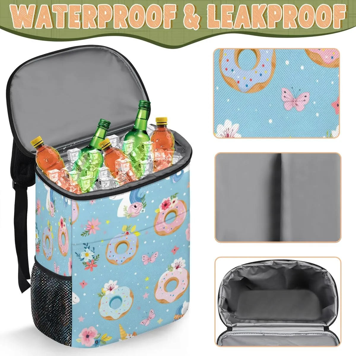 Cooler Backpack Insulated Cute Dinosaur Theme Lightweight Travel Cooler Lunch Backpack Drink Beverage Beer Bag
