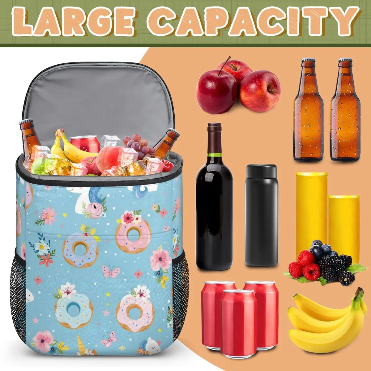 Cooler Backpack Insulated Cute Dinosaur Theme Lightweight Travel Cooler Lunch Backpack Drink Beverage Beer Bag