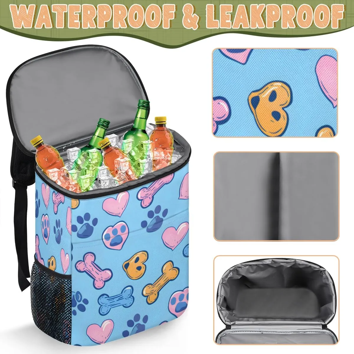 Cooler Backpack Insulated Cute Dinosaur Theme Lightweight Travel Cooler Lunch Backpack Drink Beverage Beer Bag
