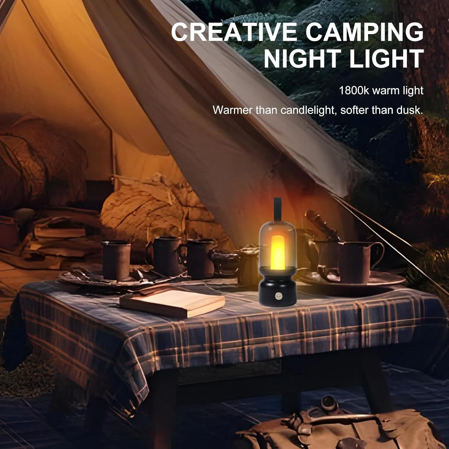 Cordless LED Camping Lantern – Bedside Table Lamp with Handle | Outdoor Indoor Light for Hiking, Tent, Fishing, Nursery, Bedroom, Cruise, emergeency, Power Failure, Living Room Illumination