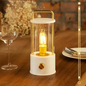 Cordless Table Lamp, Portable Lantern Rechargeable LED Battery Operated Lamp Stepless Dimming, Hanging Desk Bedside Small Table Lamp for Nightstand Camping Tabletop Bedroom White