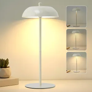 Cordless Table Lamp Rechargeable - Adjustable Height LED Desk Lamp 3 Way Dimmable Touch Battery Operated Nightstand Reading Lamp - Cream Modern Small Bedside Wireless Table Lamp for Dorm Home