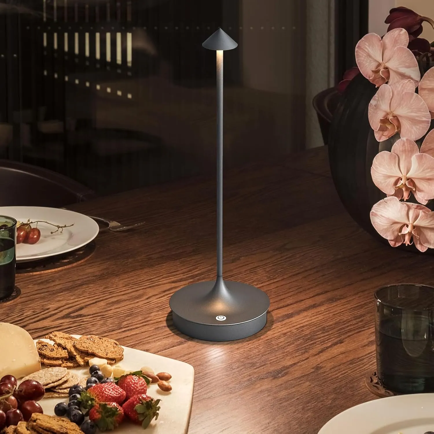 Cordless Table Lamp Rechargeable LED Battery Operated 4000mAh Table Lamp Touch Dimmable Lamp Outdoor Waterproof Portable Wireless Table Light for Dining Restaurant Bar Indoor/Outdoor Use (Grey-1PC)