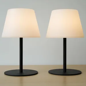 Cordless Table Lamp Rechargeable, Outdoor Battery Operated Table Lamp Waterproof, Portable Touch Dimmable Night Light, Height Adjustable, for Home/Bedroom/Patio/Restaurant (2Pack Black)