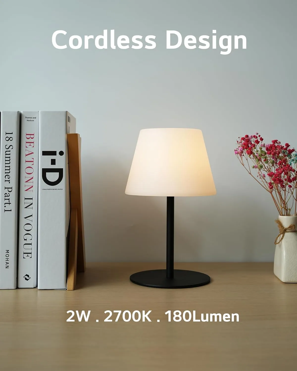 Cordless Table Lamp Rechargeable, Outdoor Battery Operated Table Lamp Waterproof, Portable Touch Dimmable Night Light, Height Adjustable, for Home/Bedroom/Patio/Restaurant (2Pack Black)