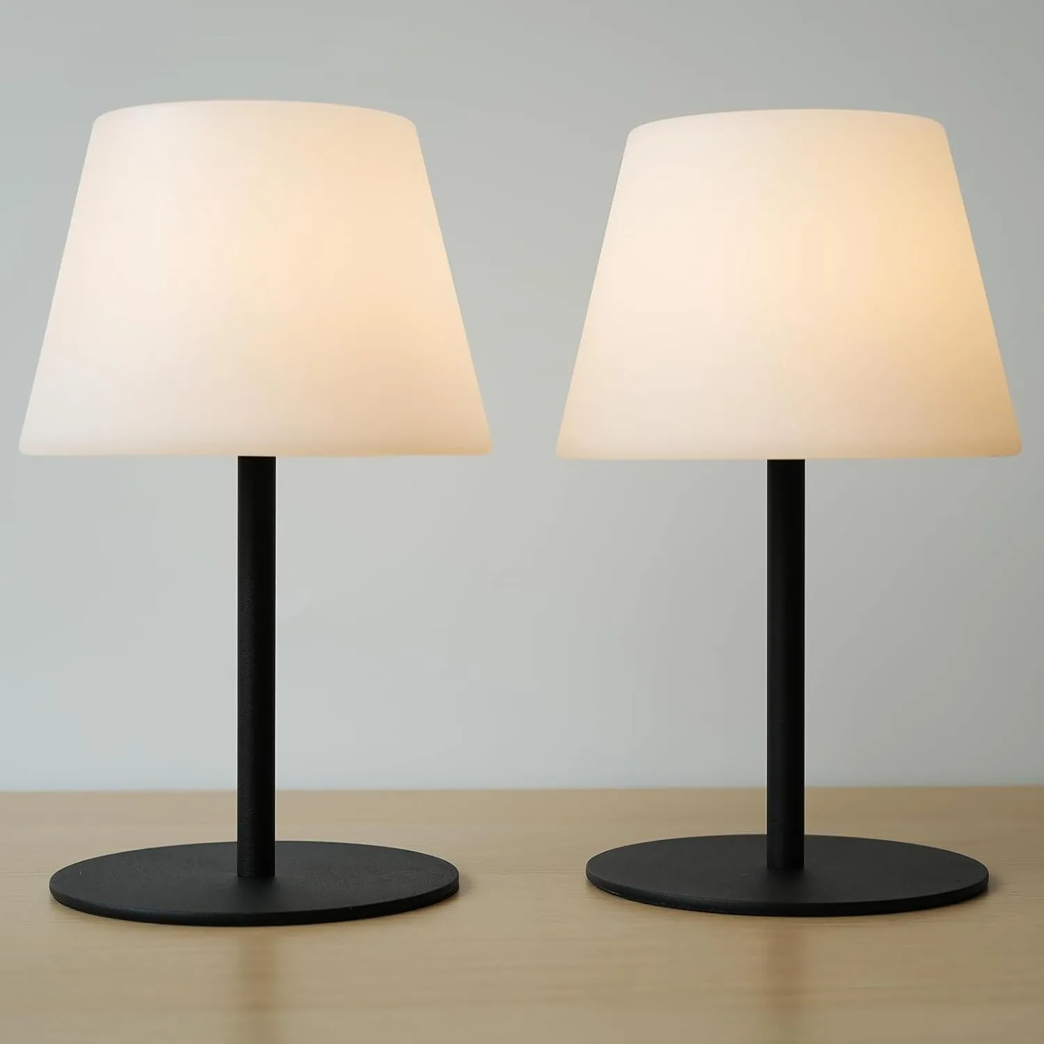 Cordless Table Lamp Rechargeable, Outdoor Battery Operated Table Lamp Waterproof, Portable Touch Dimmable Night Light, Height Adjustable, for Home/Bedroom/Patio/Restaurant (2Pack Black)