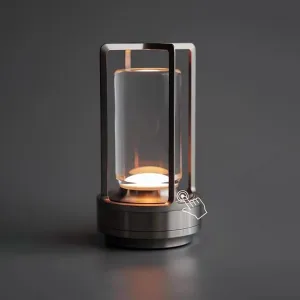 Cordless Table Lamp with Touch Sensor, Lumisom Crystal Table Lantern Lamp, Rechargeable Cordless LED Lamp, 3 Color 3200mA Stepless Dimming Touch, Desk Lamp for Bedroom Restaurant Home Outdoor(Silver)