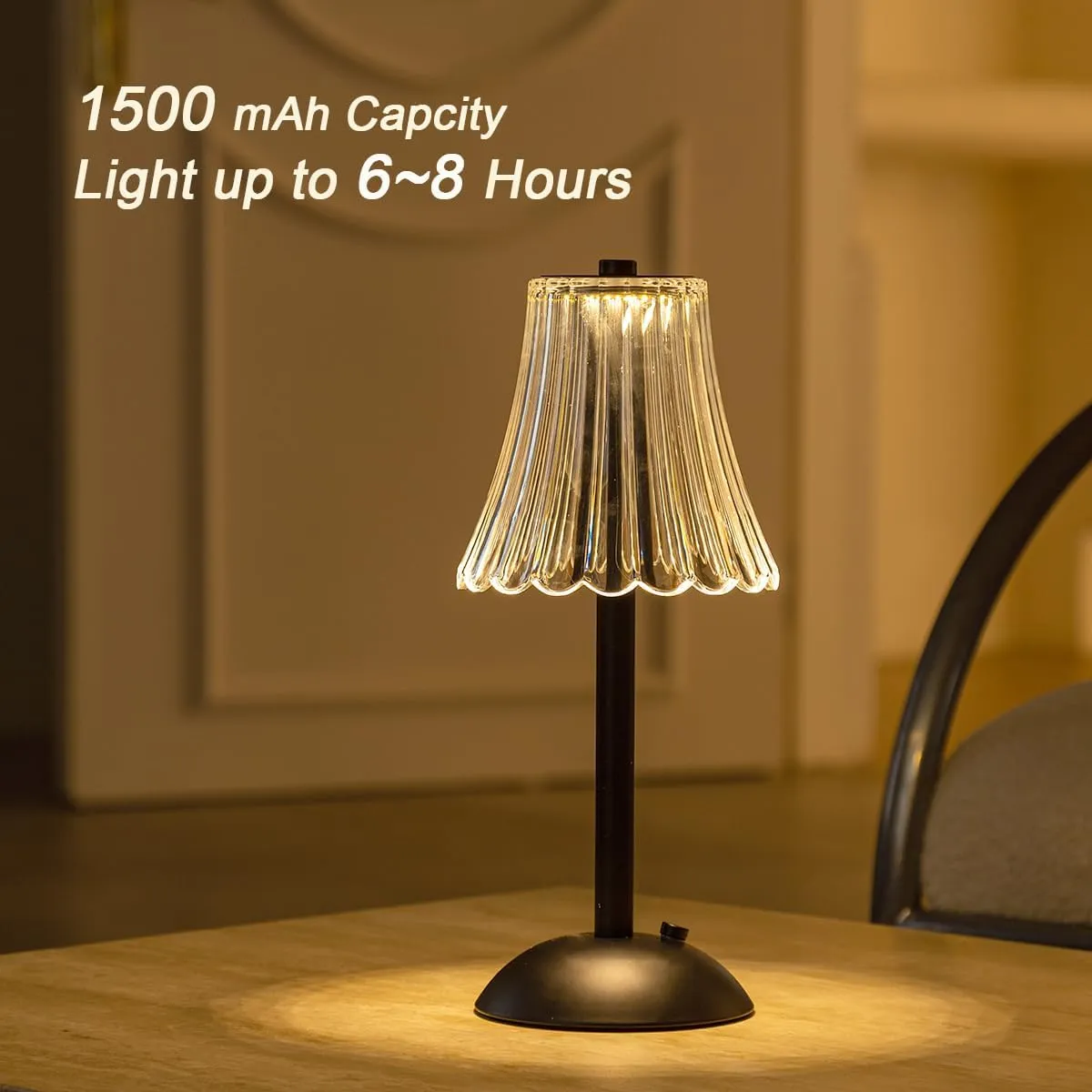 Cordless Table Lamps for Home,Table,Dining Room, Gold Rechargeable Lamps, USB Charge 12'' Tall LED Brass Portable Outdoor Indoor Table Lamp with Built-in Dimmer (Black-White)