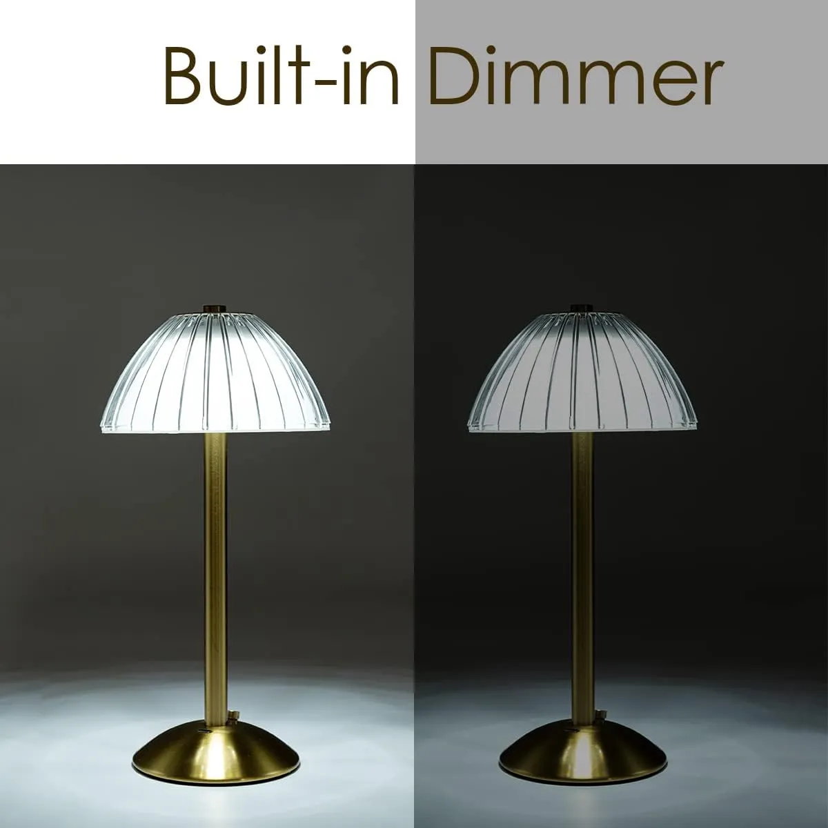 Cordless Table Lamps for Home,Table,Dining Room, Gold Rechargeable Lamps, USB Charge 12'' Tall LED Brass Portable Outdoor Indoor Table Lamp with Built-in Dimmer (Gold)