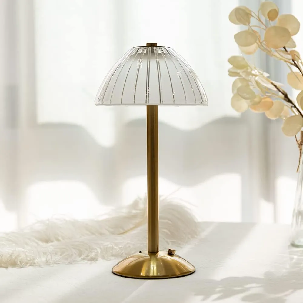 Cordless Table Lamps for Home,Table,Dining Room, Gold Rechargeable Lamps, USB Charge 12'' Tall LED Brass Portable Outdoor Indoor Table Lamp with Built-in Dimmer (Gold)
