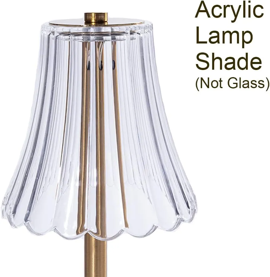 Cordless Table Lamps for Home,Table,Dining Room, Gold Rechargeable Lamps, USB Charge 12'' Tall LED Brass Portable Outdoor Indoor Table Lamp with Built-in Dimmer