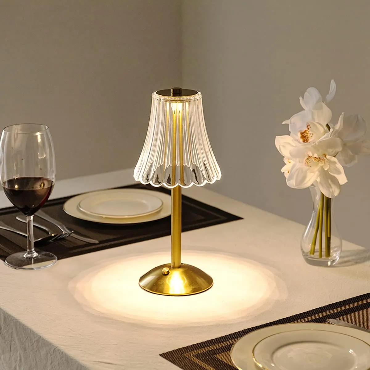 Cordless Table Lamps for Home,Table,Dining Room, Gold Rechargeable Lamps, USB Charge 12'' Tall LED Brass Portable Outdoor Indoor Table Lamp with Built-in Dimmer