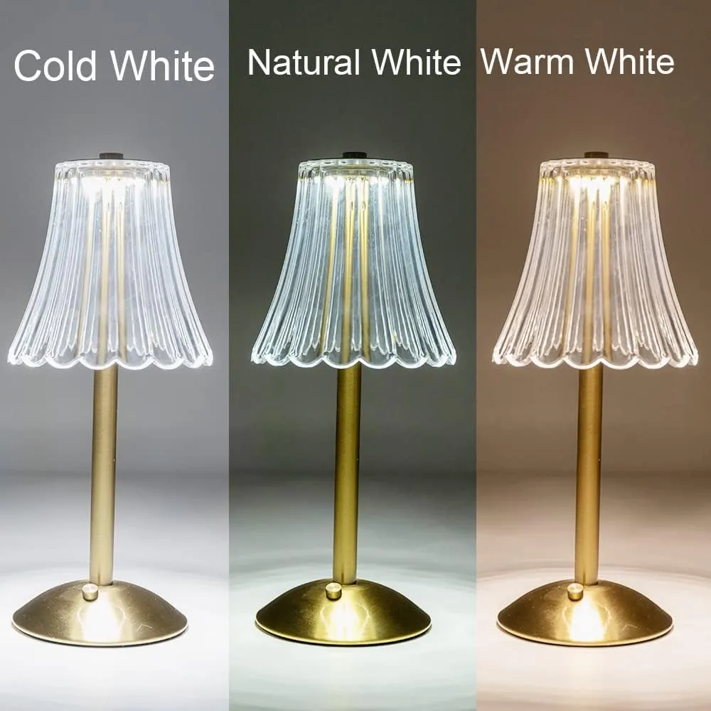 Cordless Table Lamps for Home,Table,Dining Room, Gold Rechargeable Lamps, USB Charge 12'' Tall LED Brass Portable Outdoor Indoor Table Lamp with Built-in Dimmer