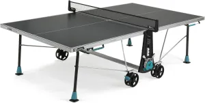 CORNILLEAU - 300X Outdoor Table Tennis Table - 5mm Weatherproof Surface, Anti-Glare Coating, Compact Folding Design, Storage for Paddles & Balls - Blue or Grey