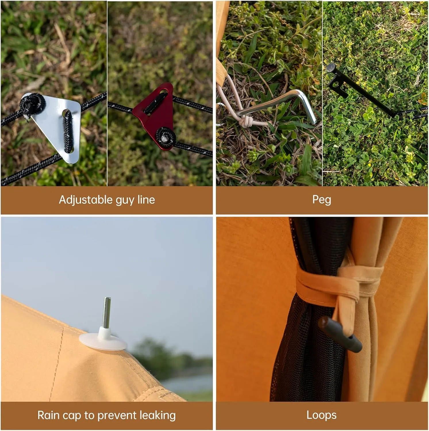 Cotton Canvas Bell Tent with Stove Jack, Roomy Yurt for Family Glamping Camping, 4 Season Tent with Zipped Removable Floor