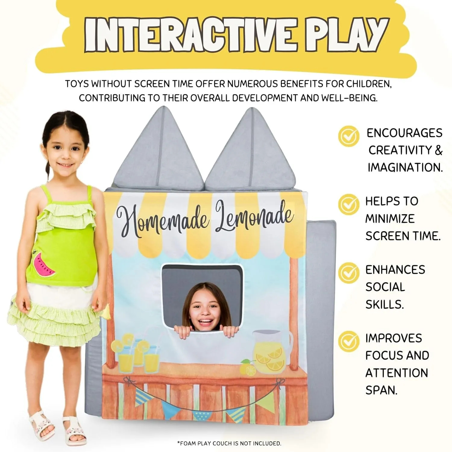 Couch Swag Play Panel for Childrens Foam Sofa Kids Couch (Lemonade Stand)