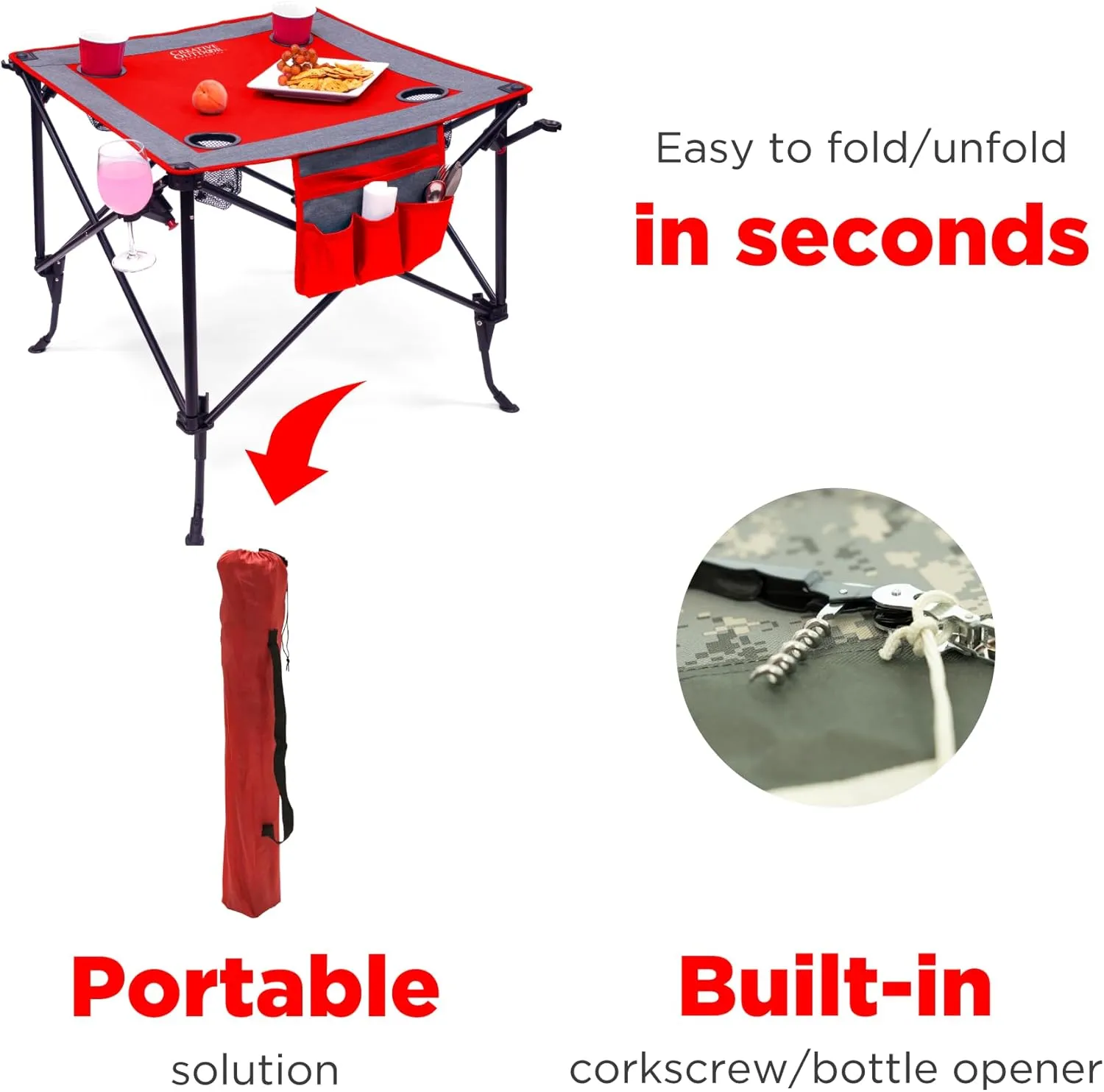 Creative Outdoor Folding Wine Table | Portable | Camping Beach Picnic & Patio