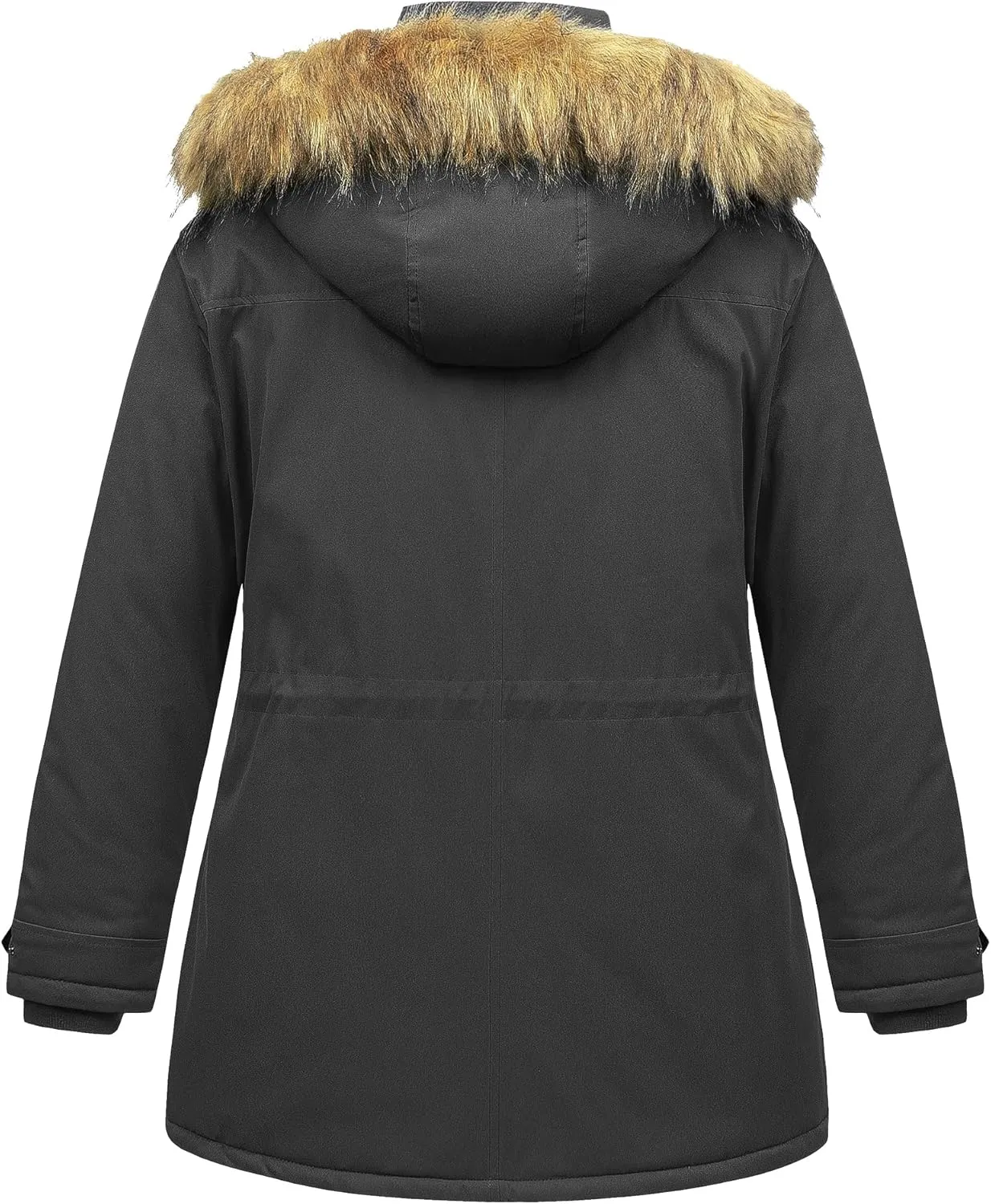 CREATMO US Women's Plus Size Winter Coat Waterproof Long Puffer Jacket Warm Military Thicken Parka with Fur Hood