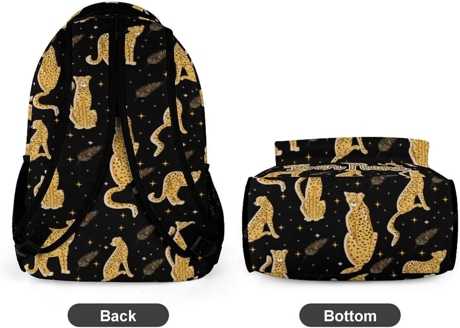 Custom Leopard School Backpack for Kids Girls Boys, 16 Inch Cute Cheetah Themed Bookbag, Personalized School Backpack for Students Children, Lightweight, Large Capacity