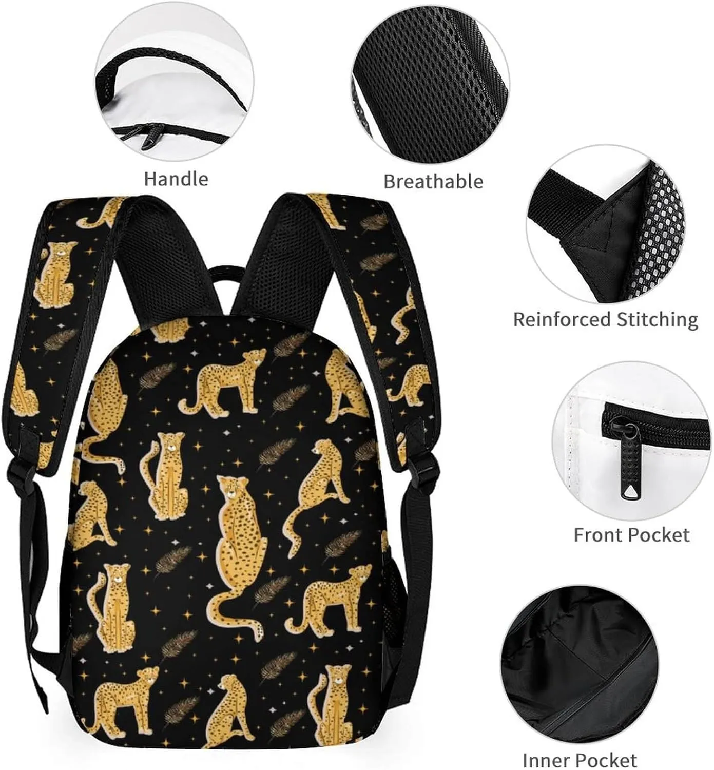 Custom Leopard School Backpack for Kids Girls Boys, 16 Inch Cute Cheetah Themed Bookbag, Personalized School Backpack for Students Children, Lightweight, Large Capacity