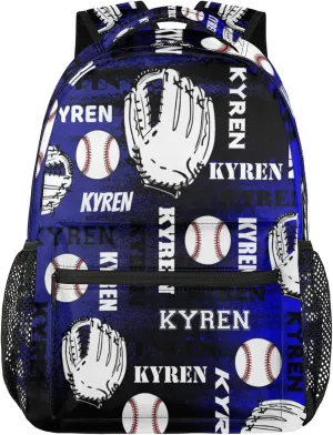 Custom Name Baseball Backpack for Men Women, Personalized Name Laptop Backpack, Sports Bag Lightweight Daypack for Travel Camping, Black Navy