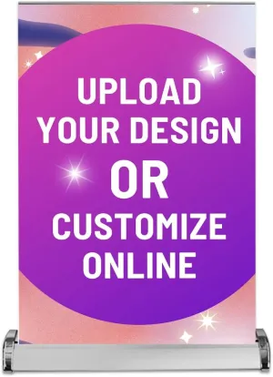 Custom Table Top Retractable Banner Display, 8.2x12.5 Inches, Custom Mini Roll-up Banner, Single or Double Sided, Pre-Assembled Stands, Full Color Printing, Table Sign