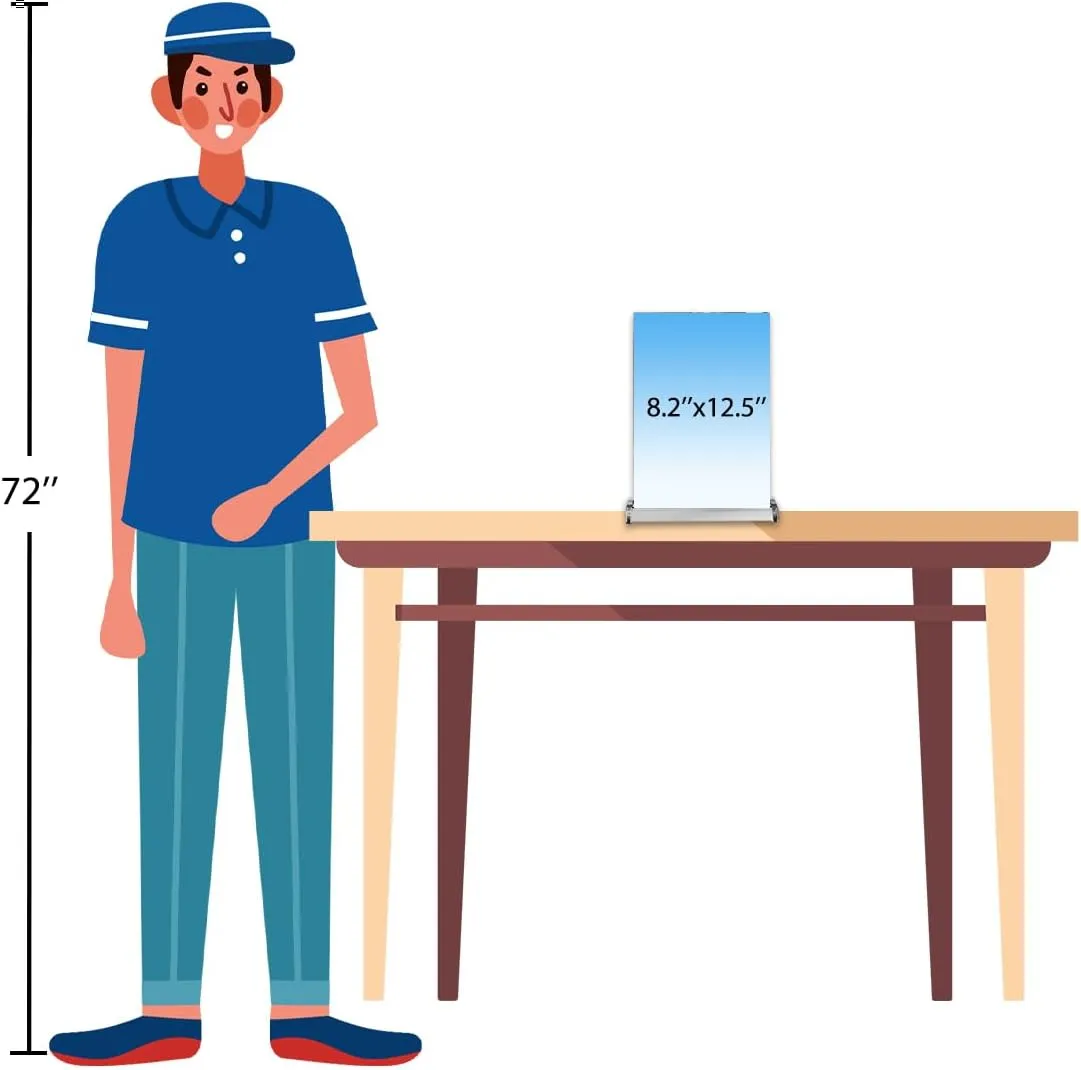 Custom Table Top Retractable Banner Display, 8.2x12.5 Inches, Custom Mini Roll-up Banner, Single or Double Sided, Pre-Assembled Stands, Full Color Printing, Table Sign