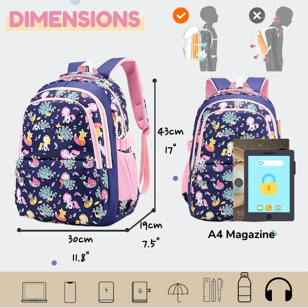 Cute Backpack Large Capacity Ergonomic Support Collar Block Women Lightweight Aesthetic Casual Daypack Korean Trends (Navy)