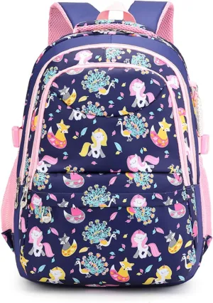 Cute Backpack Large Capacity Ergonomic Support Collar Block Women Lightweight Aesthetic Casual Daypack Korean Trends (Navy)