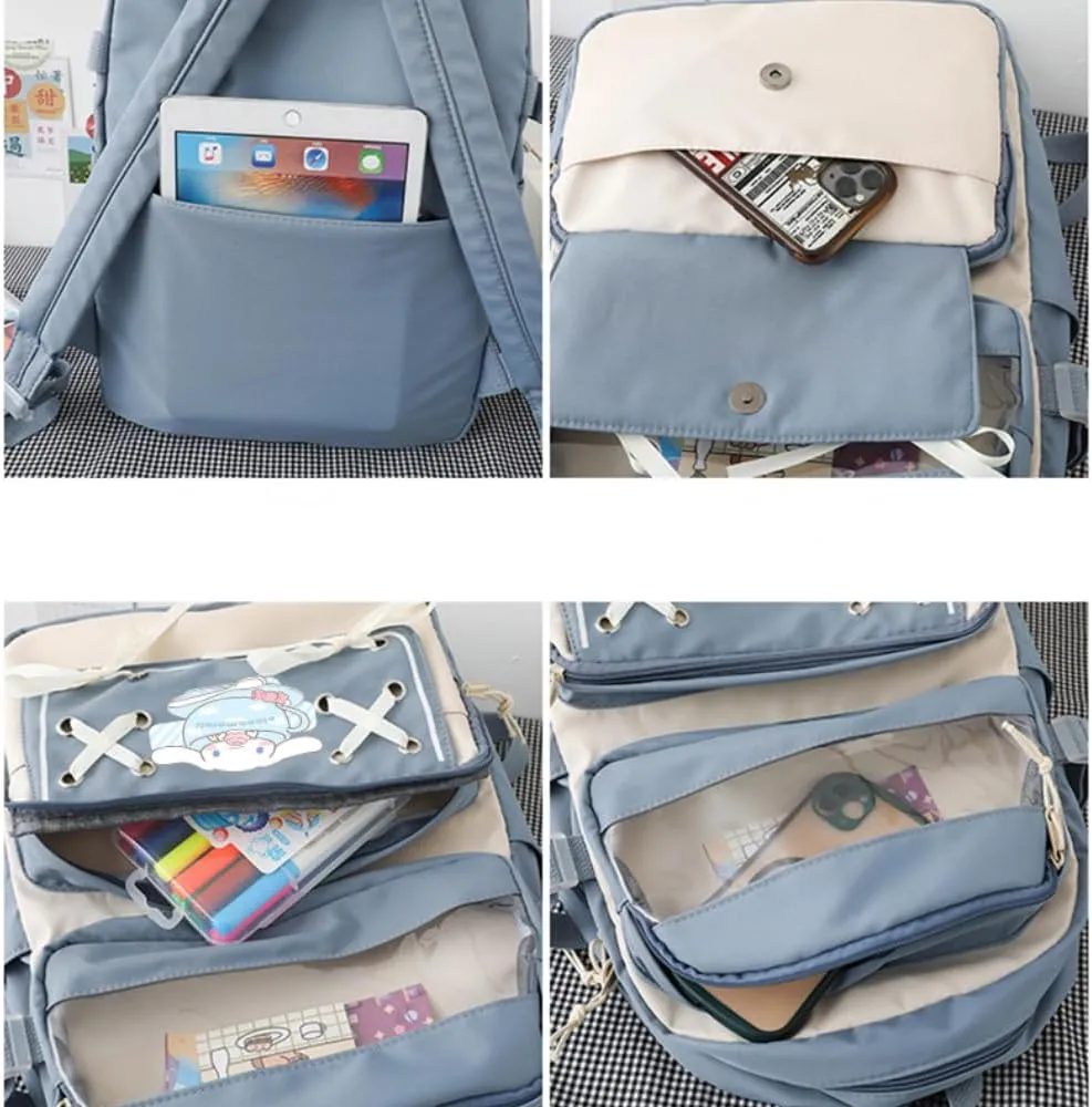 Cute Cool Backpack for Teens Girls, Ita Bag Kawaii Backpack with Kawaii Pins Accessories for Christmas Gifts (Blue)…