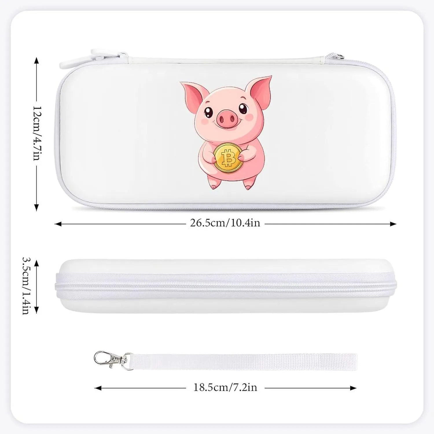Cute Pig Holding Bitcoin Compatible with Switch Carrying Case Hard Travel Game Bag Pouch with 15 Games Accessories