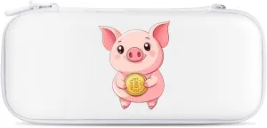 Cute Pig Holding Bitcoin Compatible with Switch Carrying Case Hard Travel Game Bag Pouch with 15 Games Accessories