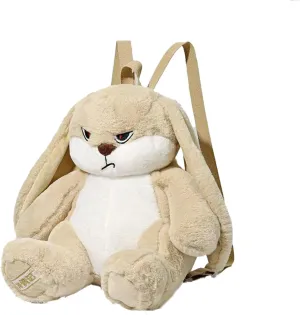 Cute Plush Animal, Rabbit Backpack with Adjustable Straps Khaki, Fuzzy Backpack Purse Funny Rabbit Backpack Bunny Plush Backpack, 40*30*15cm, White