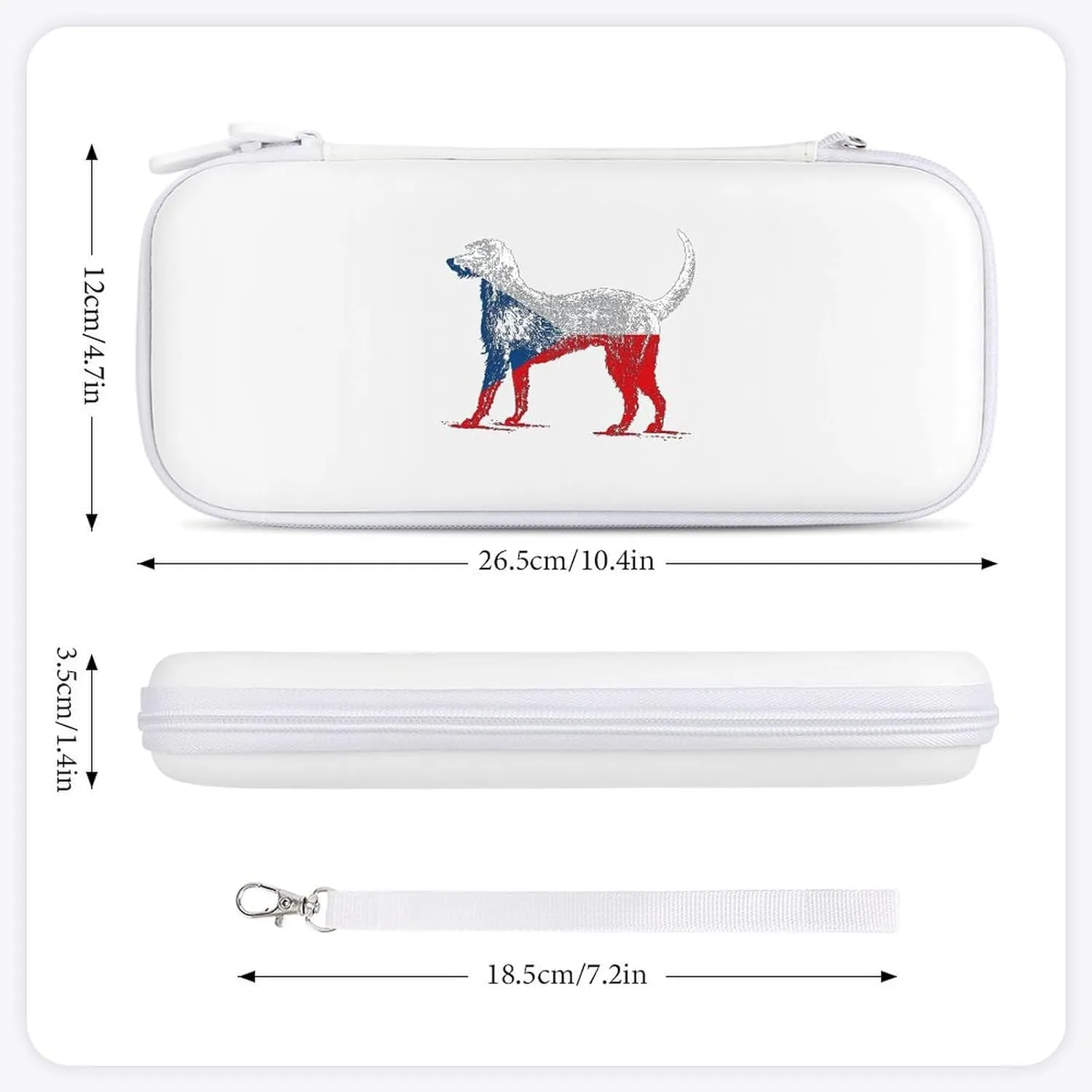 Czech Flag Wolfhound Dog Compatible with Switch Carrying Case Hard Travel Game Bag Pouch with 15 Games Accessories