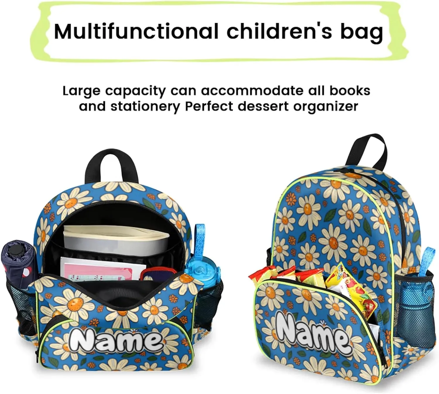 Daisy Custom Backpack with Name Cute Personalized Small Shoulder Bag Waterproof Travel Casual Backpack with Chest Strap 14.2in