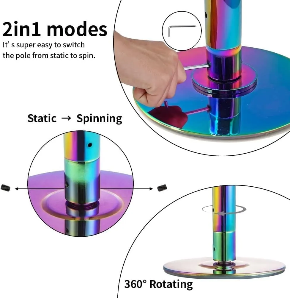 Dance Pole Professional Stripper Pole Spin and Static Dancing Pole for Home Apartment Club, Height Adjustable Stripper Pole with Extension, Loads 440lbs(‎372cm-380CM/12.2ft-12.5ft)