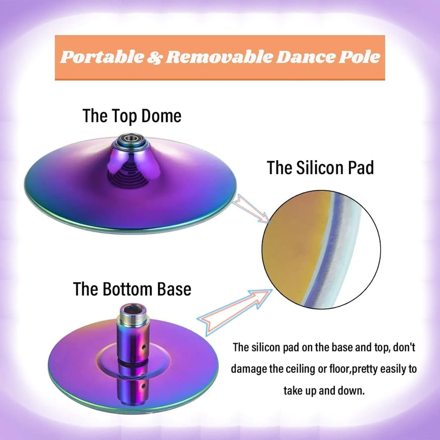 Dance Pole Professional Stripper Pole Spin and Static Dancing Pole for Home Apartment Club, Height Adjustable Stripper Pole with Extension, Loads 440lbs(‎372cm-380CM/12.2ft-12.5ft)