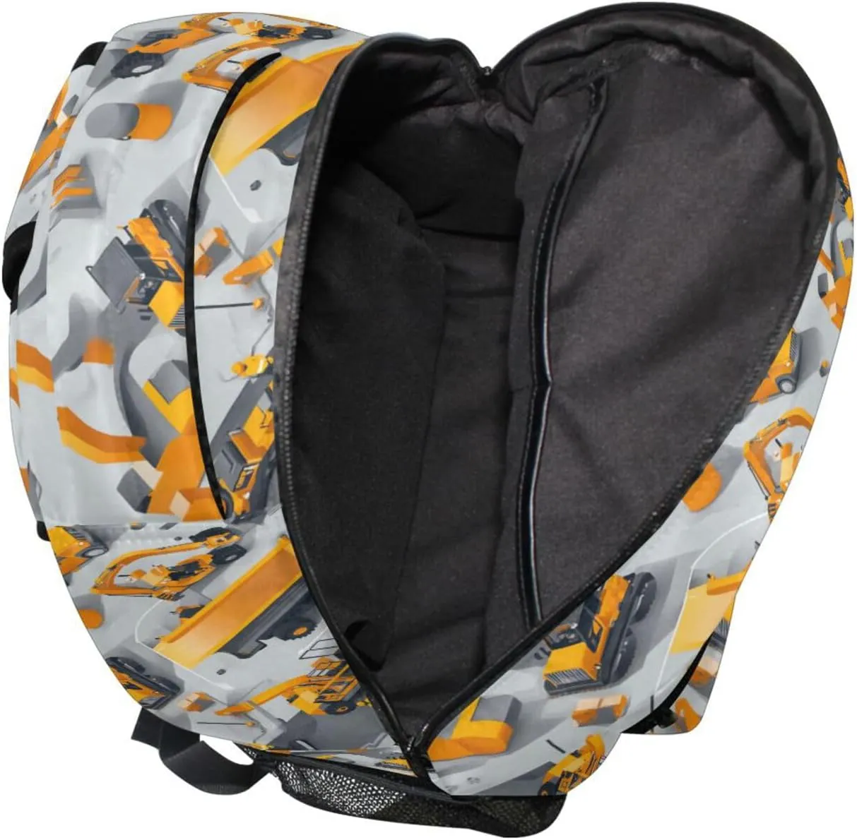 Day Backpack for Teenager Waterproof Laptop Bag with Chest Strap for College Work Construction Scene Concrete Mixer Truck