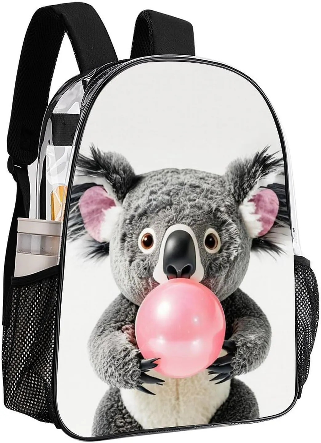 Daypack Backpack Anti-Theft Multipurpose Large Capacity Carry On Bag - Bubble Gum Cute Funny Koala Traveling & Camping Backpack Transparent Bag