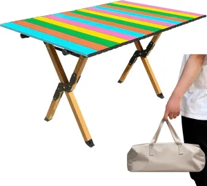 DEOMAi Folding Camping Table Support Up to 250 lbs Multipurpose Folding Table Adjustable Height with Carry Bag Portable Outdoor Table Suitable for Camping, Picnics, BBQ, RV Travel...