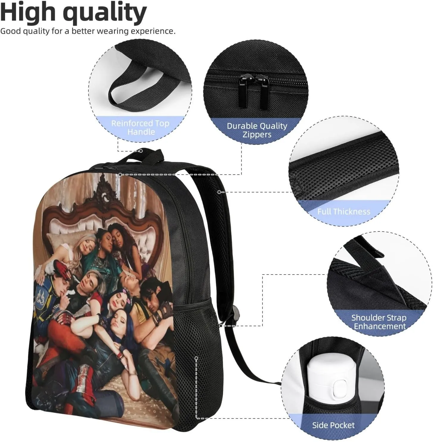 Desc-endants 3 Backpack, 17 inch casual large capacity cute travel sports backpack lightweight