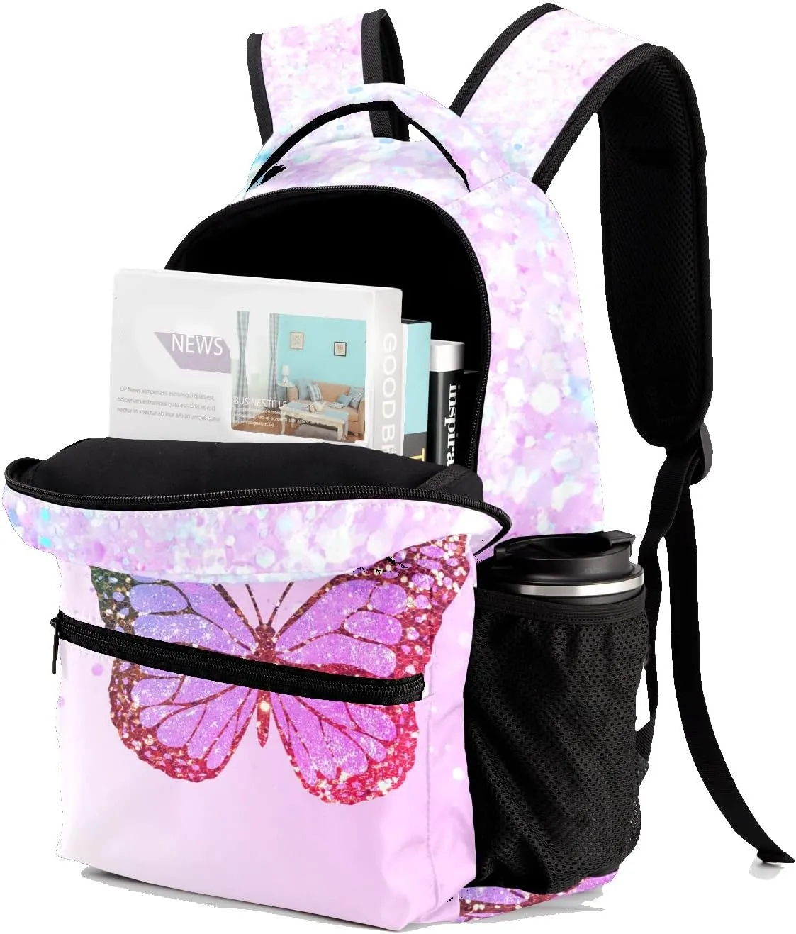 Deven Purple Butterfly Cute Girls Personalized Kids Backpack for Boy/Girl Teen Primary School Daypack Travel Bag Bookbag