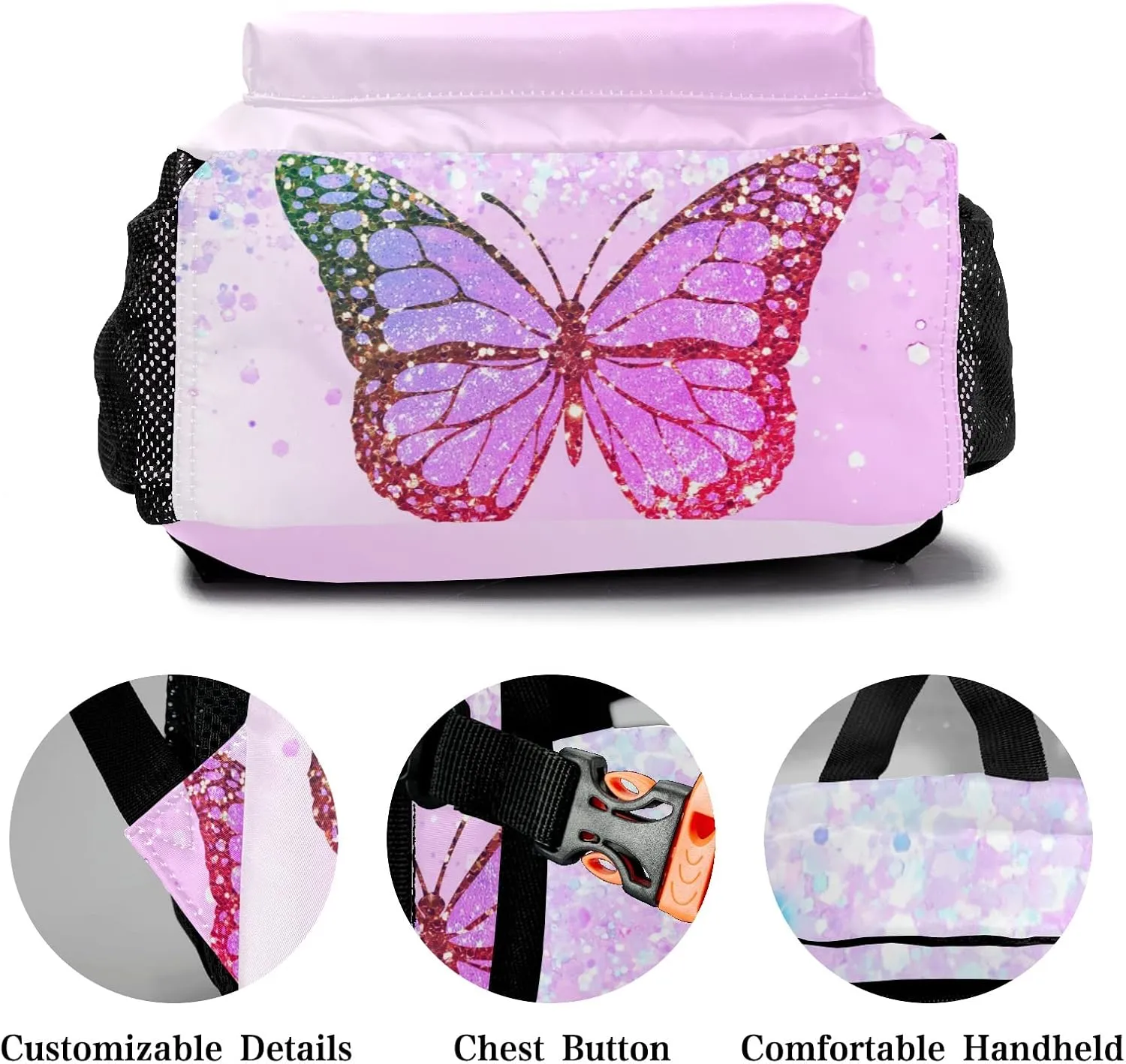 Deven Purple Butterfly Cute Girls Personalized Kids Backpack for Boy/Girl Teen Primary School Daypack Travel Bag Bookbag