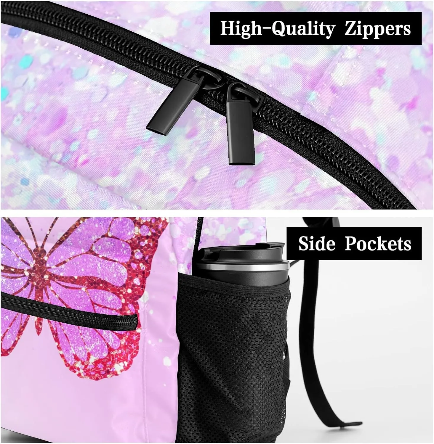 Deven Purple Butterfly Cute Girls Personalized Kids Backpack for Boy/Girl Teen Primary School Daypack Travel Bag Bookbag