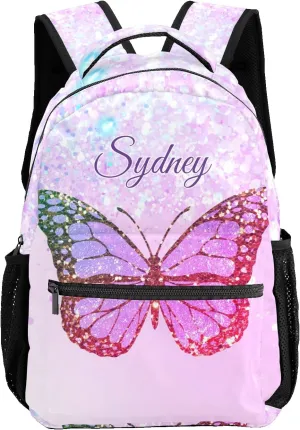 Deven Purple Butterfly Cute Girls Personalized Kids Backpack for Boy/Girl Teen Primary School Daypack Travel Bag Bookbag