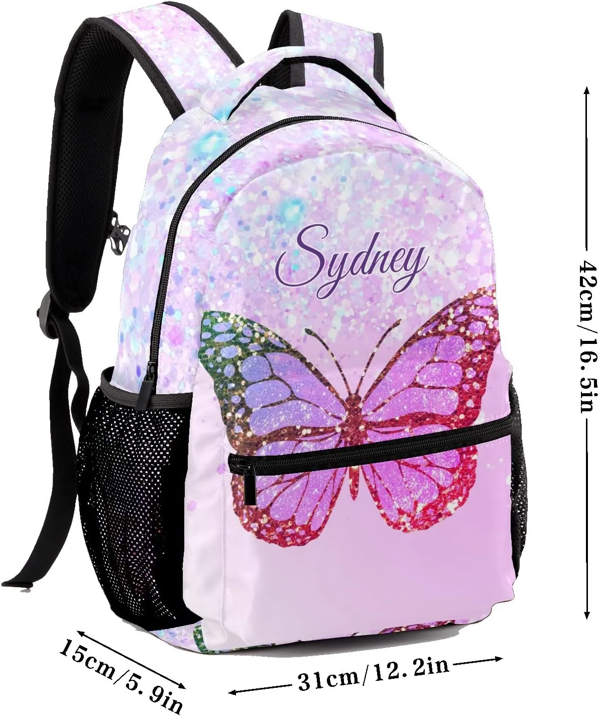 Deven Purple Butterfly Cute Girls Personalized Kids Backpack for Boy/Girl Teen Primary School Daypack Travel Bag Bookbag