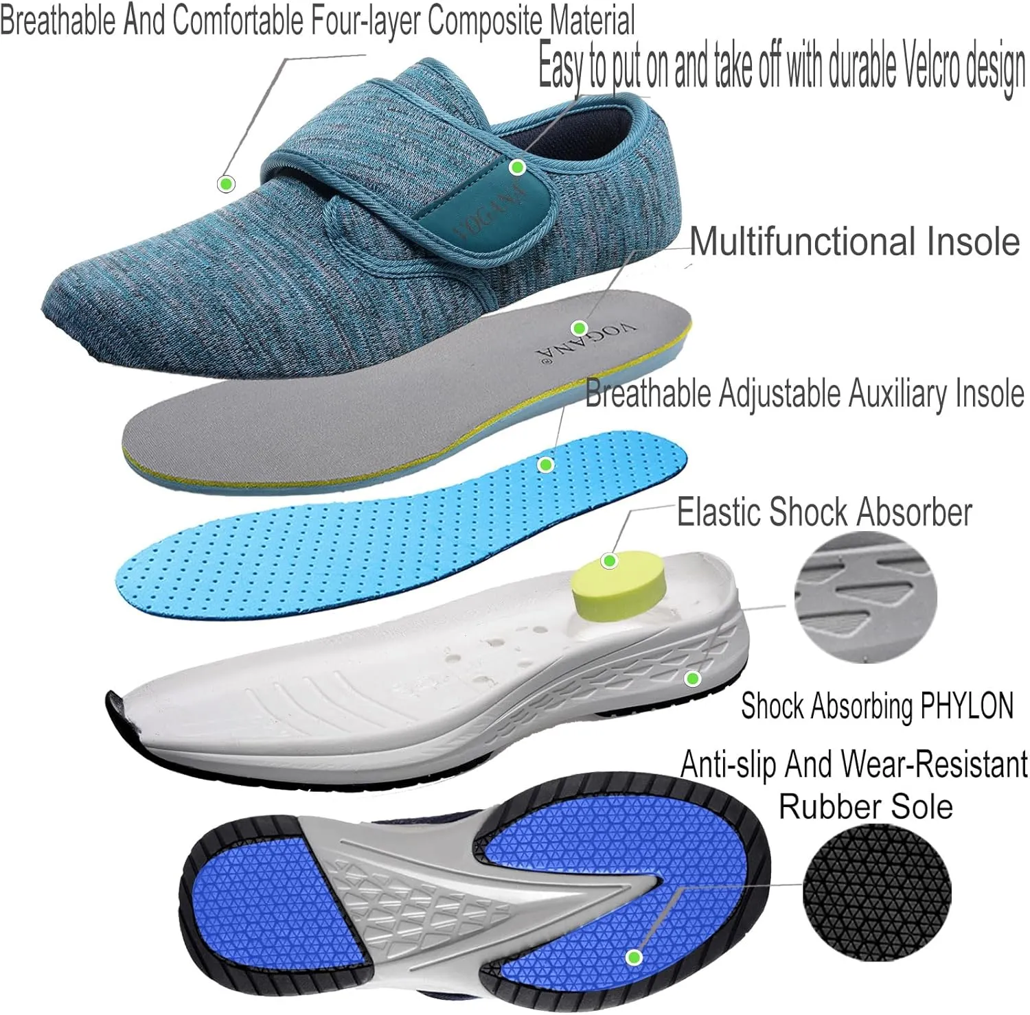 Diabetic Shoes for Women Adjustable Widch Orthotic for Swollen Feet | Foot Pain Relief